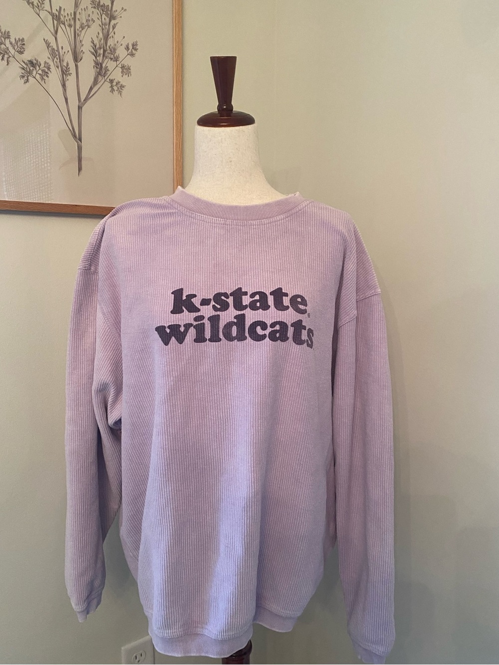 K-State Wildcats Textured Oversized Crewneck Sweater 100% Cotton